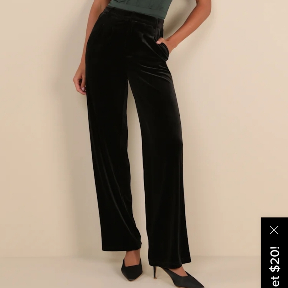 Kasper Black Velvet Pull On Pants XL High-Rise Straight Leg Trouser 38X33 Y2k